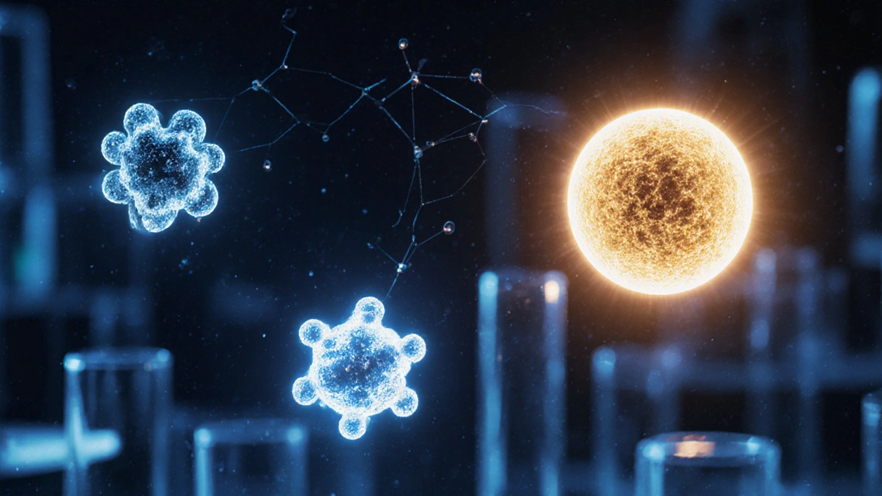 Molekulární struktury CBD, HHC a THCP s vazbou na kloubní tkáň.