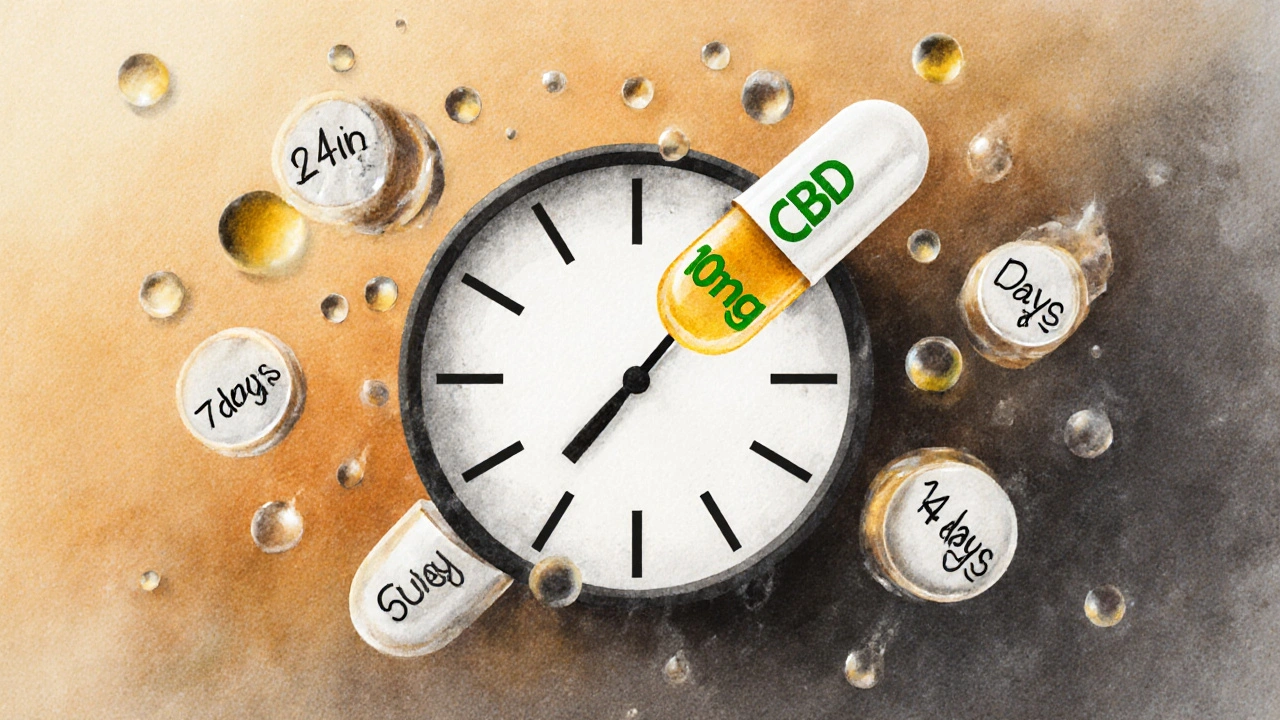 Hodiny s CBD kapslemi, které se postupně rozpouštějí v čase.