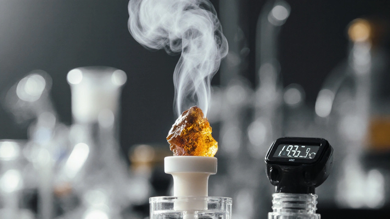 HHC koncentrát se vypařuje v nízkoteplotním zařízení s termometrem.