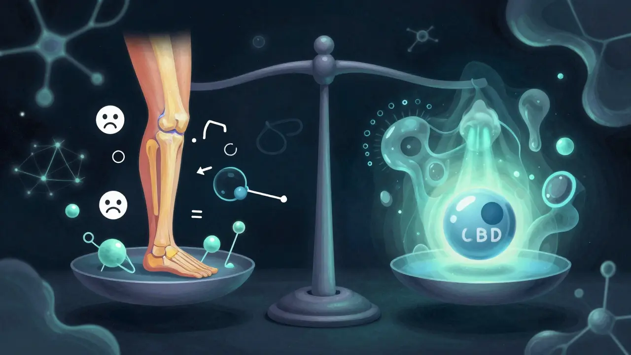 Abstraktní výstup endokanabinoidního systému jako vyváženého stupně mezi zánětem a klidem.