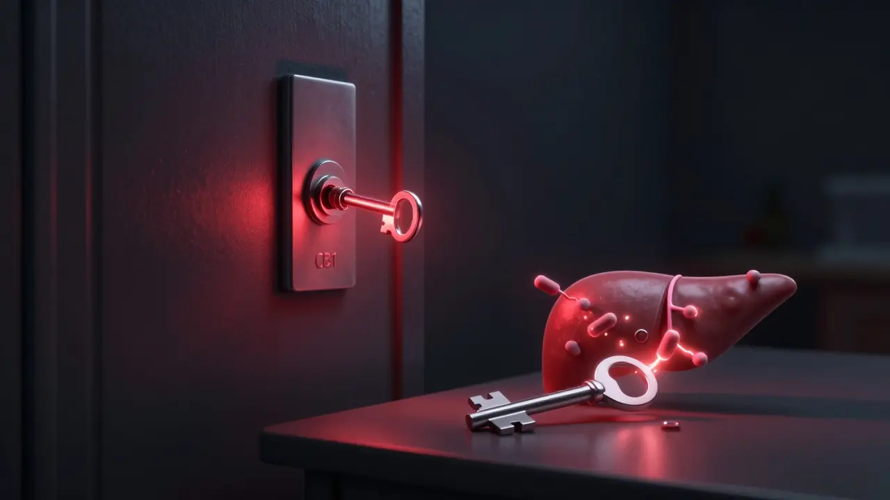 Klíč THCP otevírá zámek CB1 okamžitě, zatímco THCP-O se přeměňuje na klíč v prostředí podobném játru.