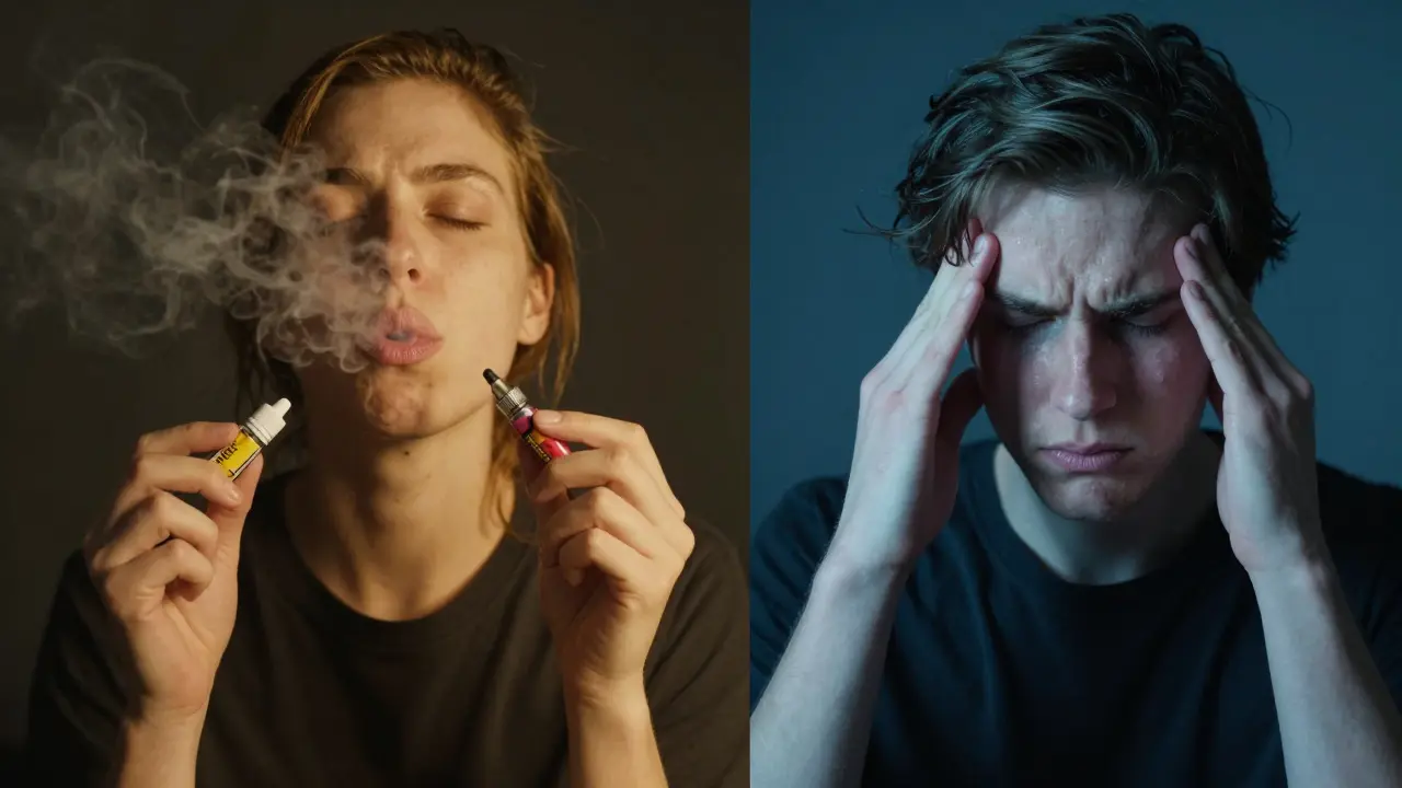 Porovnání klidného a zmateného stavu po různém počtu vdechů HHC vape.