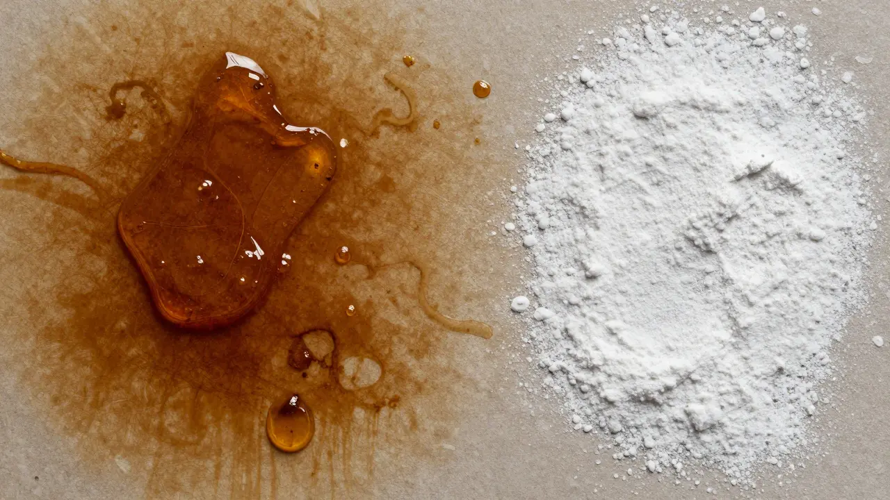 Detail textury stěny porovnávající usazeniny kouře a e-kvapalin.