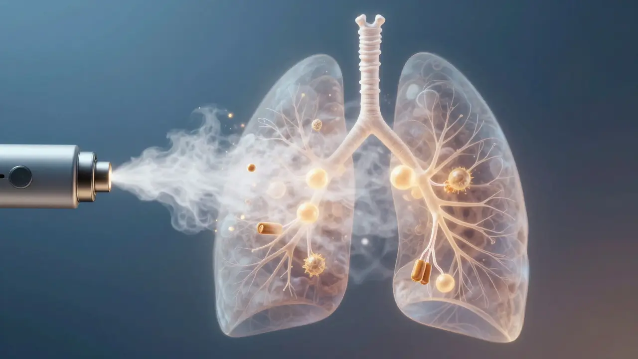 Vizuální zobrazení páry vstupující do plic