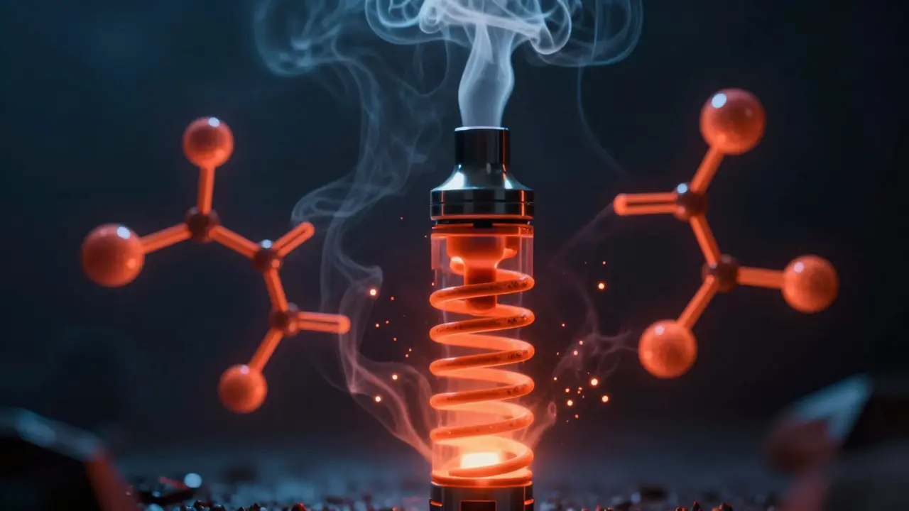Abstraktní znázornění toxických látek z přehřátého vapingu